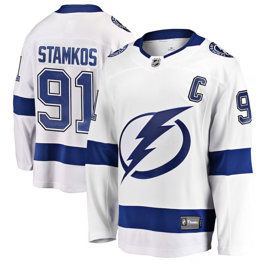 Men Tampa Bay Lightning #91 Steven Stamkos Fanatics Branded White Breakaway Player NHL Jersey